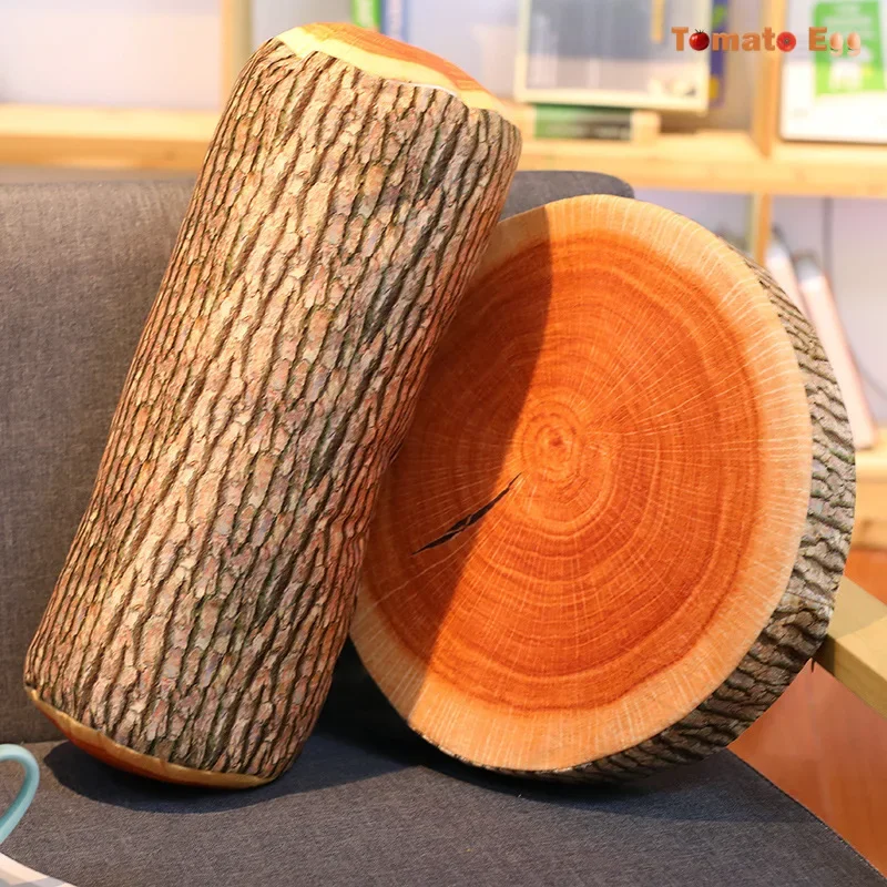 1Pc Stump Shaped Decorative Pillows Home Car Decor Cute Woods Grain Soft Chair Seat Cushion Pillow Round Tree Stump Pillow