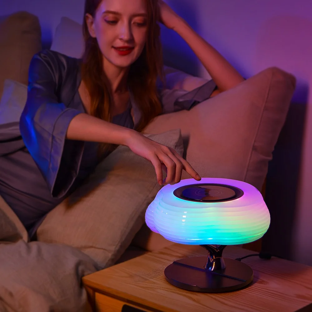 RGB Atmosphere Lamp BT High Sound Quality LED Wireless Charging Table Lamp Cloud Smart Speakers