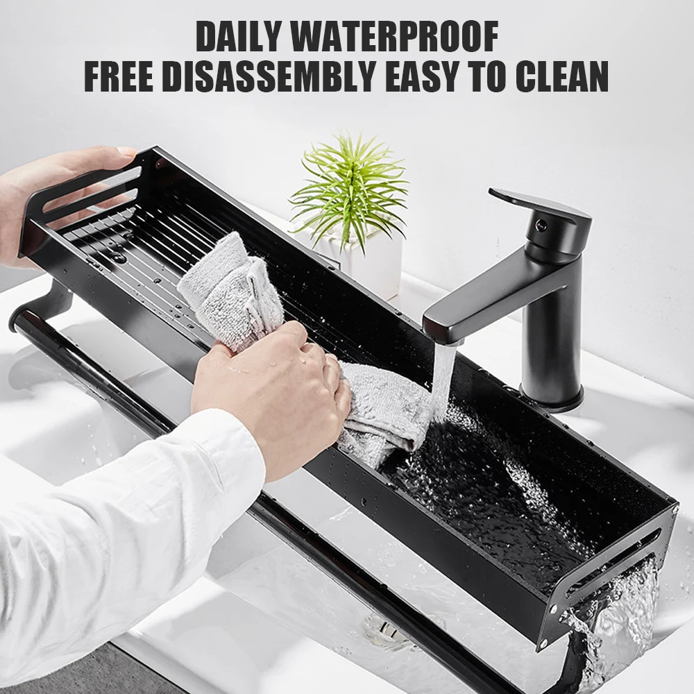 Kitchen Accessories Organizer Rack Punch-Free For Spices 40/50cm Aluminum Multifunctional Storage Shelf Wall-mounted