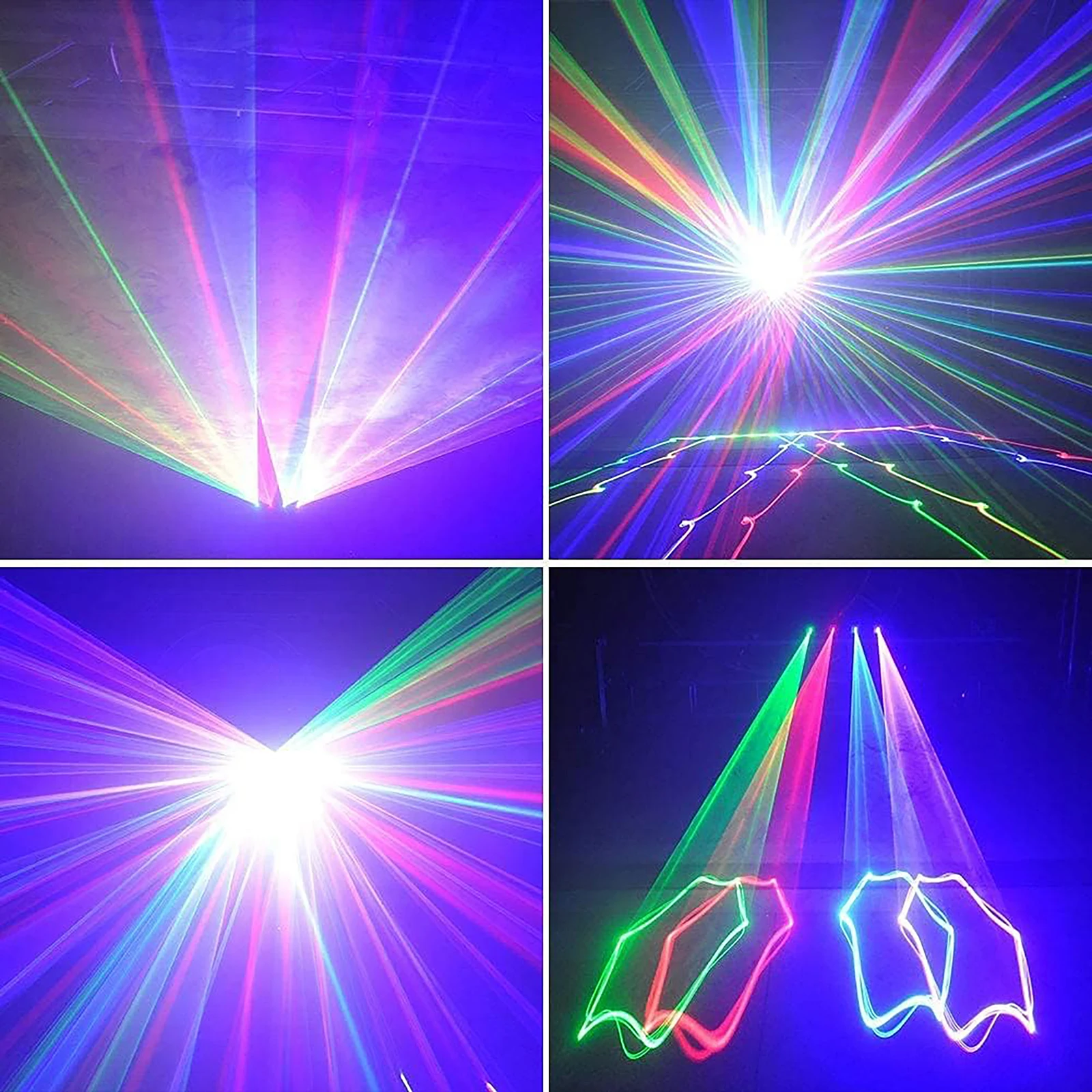 U'King Mini أربعة ثقوب الليزر المرحلة تأثير الإضاءة 7CH DMX RGB شعاع الليزر خط الماسح الضوئي العارض لعرض الحفلات نادي DJ ديسكو