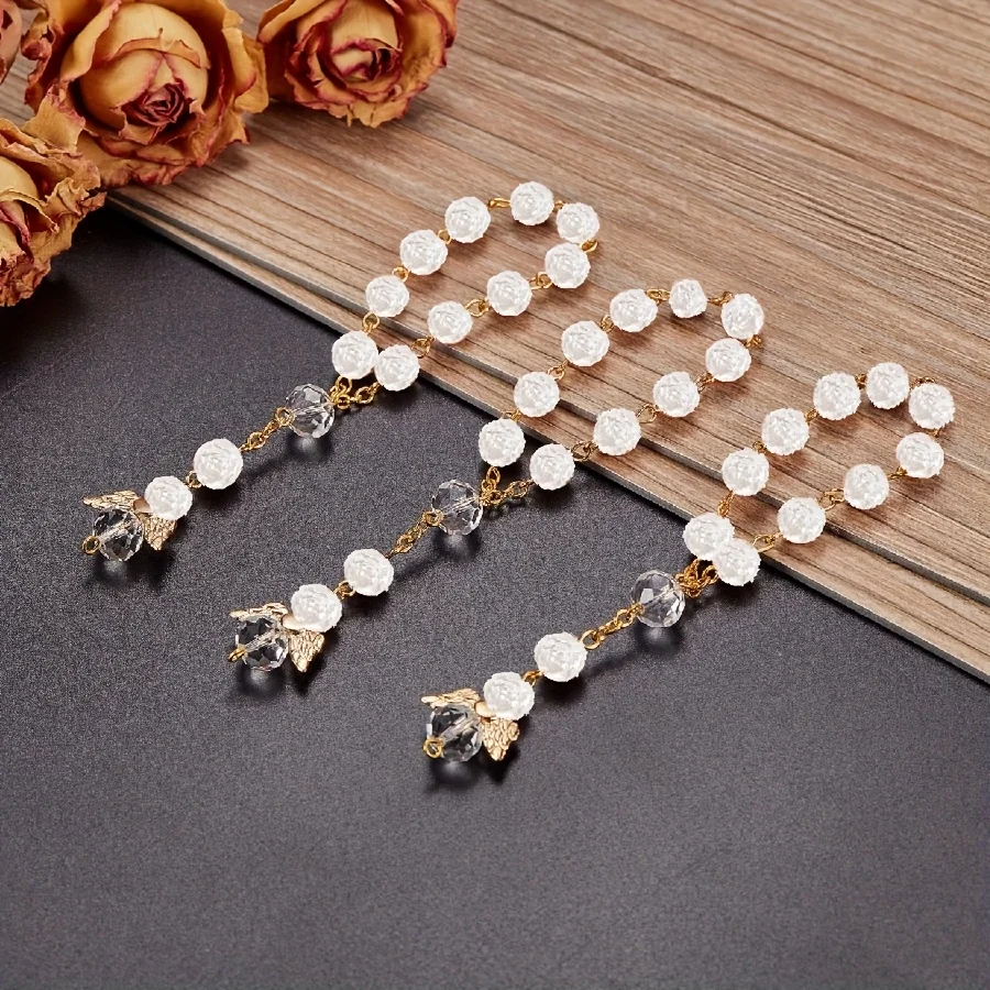 10/100 Stück Mini-Rosenkränze Taufe Katholische Kommunion Geschenk Kreuz-Rosenkranz Armband Perlen für Taufgeschenke und Taufe – Detail 2