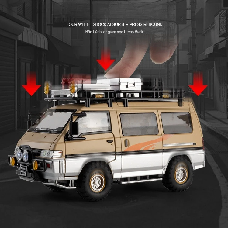 1:24 ميتسوبيشي ديليكا التخييم على الطرق الوعرة مركبة دييكاست سبيكة سيارة نموذج معدني في الهواء الطلق تحصيل ديكور هدية عيد ميلاد الصبي