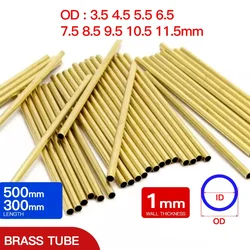 Brass pipe 1mm wall thickness 3.5-11.5mm OD brass tube 300 500mm length Straight tubing tube thin-walled Small diameter DIY