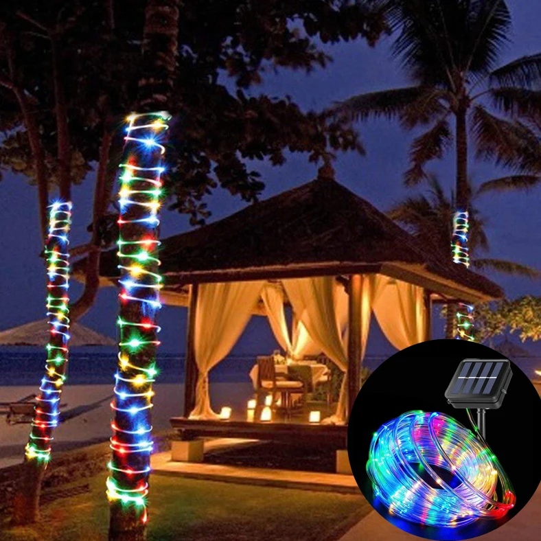 Outdoor Solar Rope Strip Lights 8 Modes LED LED Fairy Light Waterproof Tube Lamp for House Tree holiday Mother's Day Decor