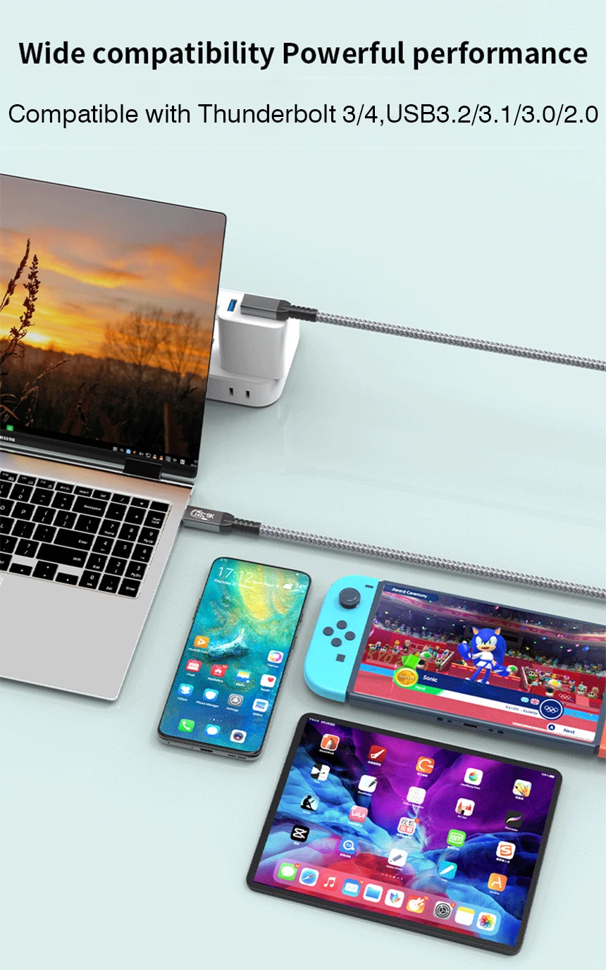 UGOURD USB 4 40Gbps Kabel Thunderbolt4 Typ C Winkelkabel 90 Grad 240W USB-C Kabel 8K Stecker auf Stecker für EGPU SSD Box ACASIS – Detail 7