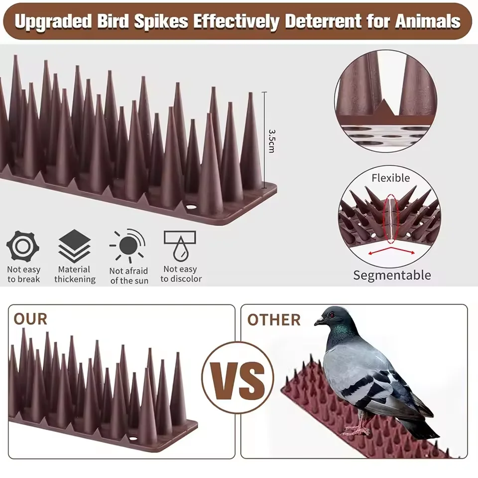 Gardening Bird Repellent Mat Fence Wall Spikes Bird Spikes Burglar Anti Cat Climb Anti-Bird Deterrent Spikes Straps Yard Supply