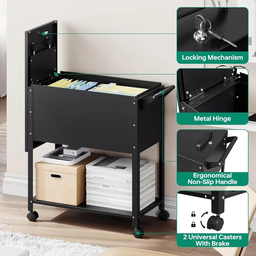خزانة ملفات دوارة محمولة مع قفل - رسالة قابلة للتعديل/A4/F4/عربة مجلد ملفات متنقلة بحجم قانوني