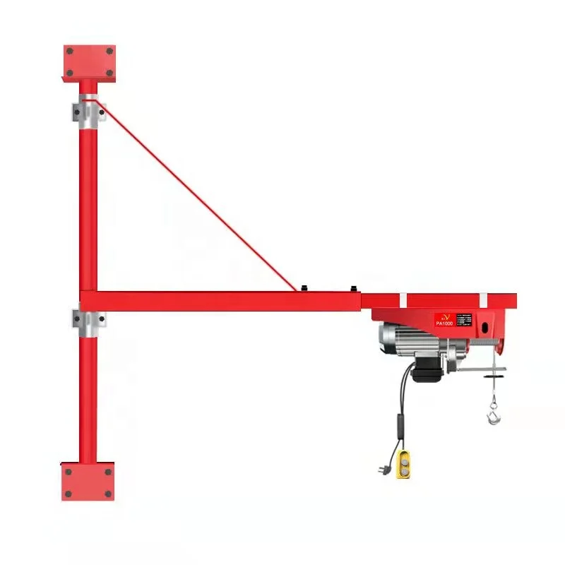 Small electric hoist wall or floor scaffolding for household use
