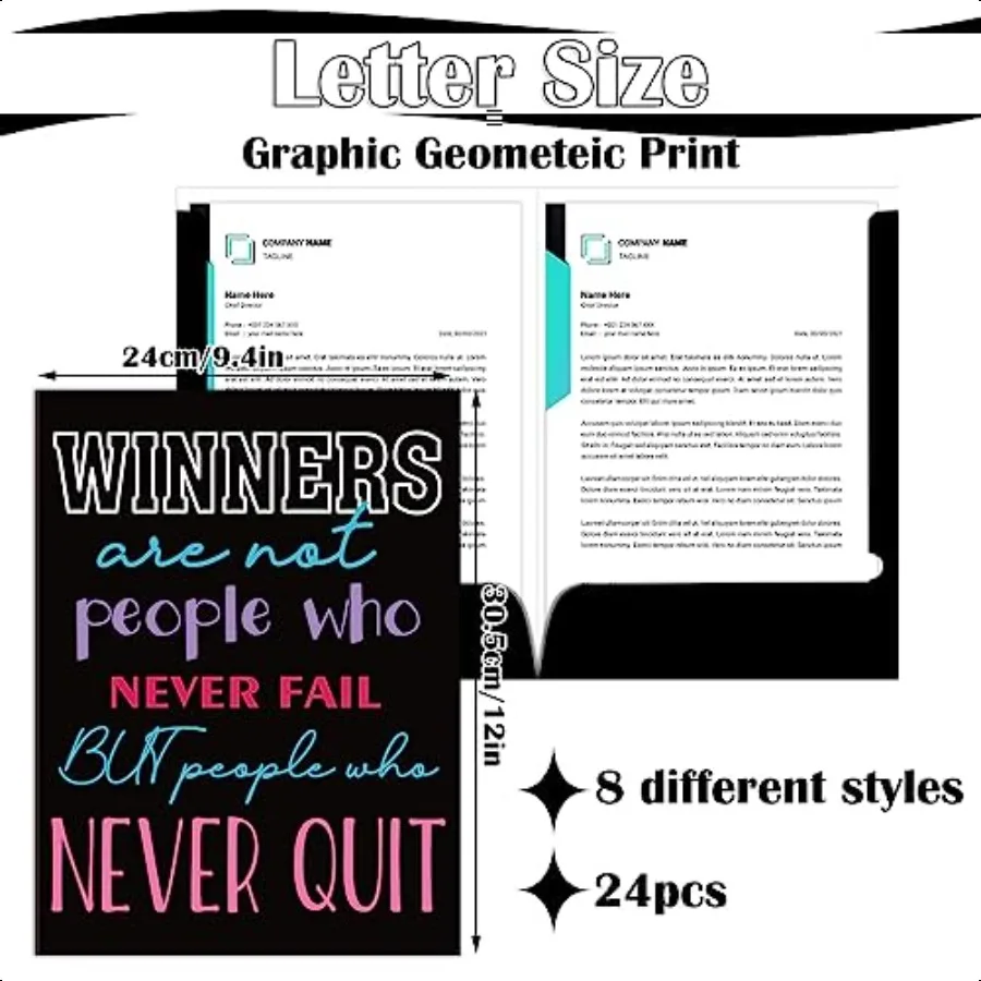 24 pezzi di carta ispiratrice 2 cartelle tascabili cartelle tascabili decorative lettera motivazionale misura 2 cartelle tascabili ispiratrici F