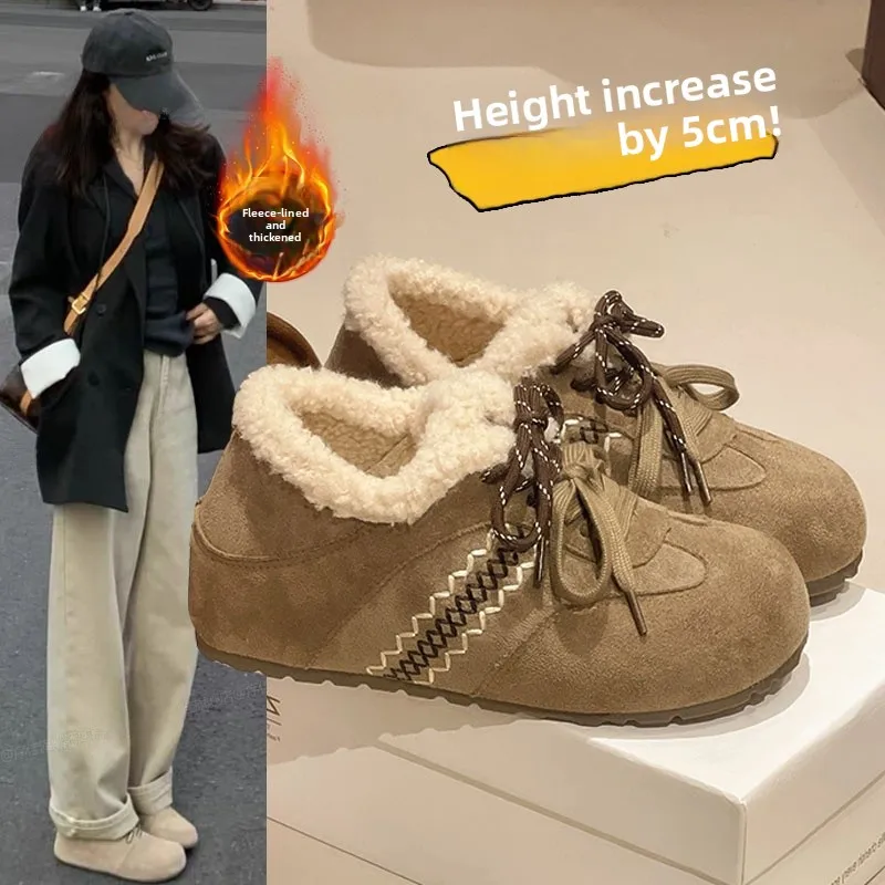 

Thi Bot Inner Heightening Fce Lined Women's Deqin oes Winter New Sle Plu Bean oes Warm Cotton oes