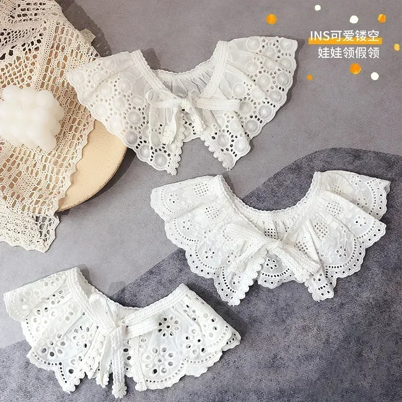 Baby Fake Collar Lace Kids Girls Scarf Shawl Cotton Children Detachable Collar Neckwear Girls All Match Child Accessories 3-8Y