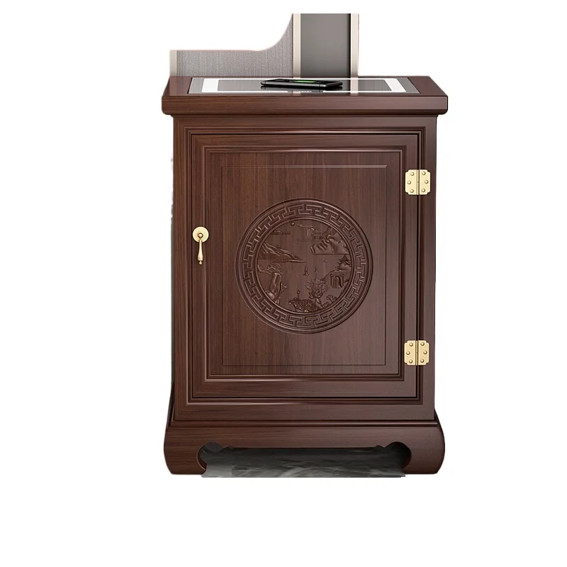 

Шкаф из цельного дерева, 68 см, скрытый сейф для спальни, антикварный сейф, большая емкость, умный сейф с паролем по отпечаткам пальцев