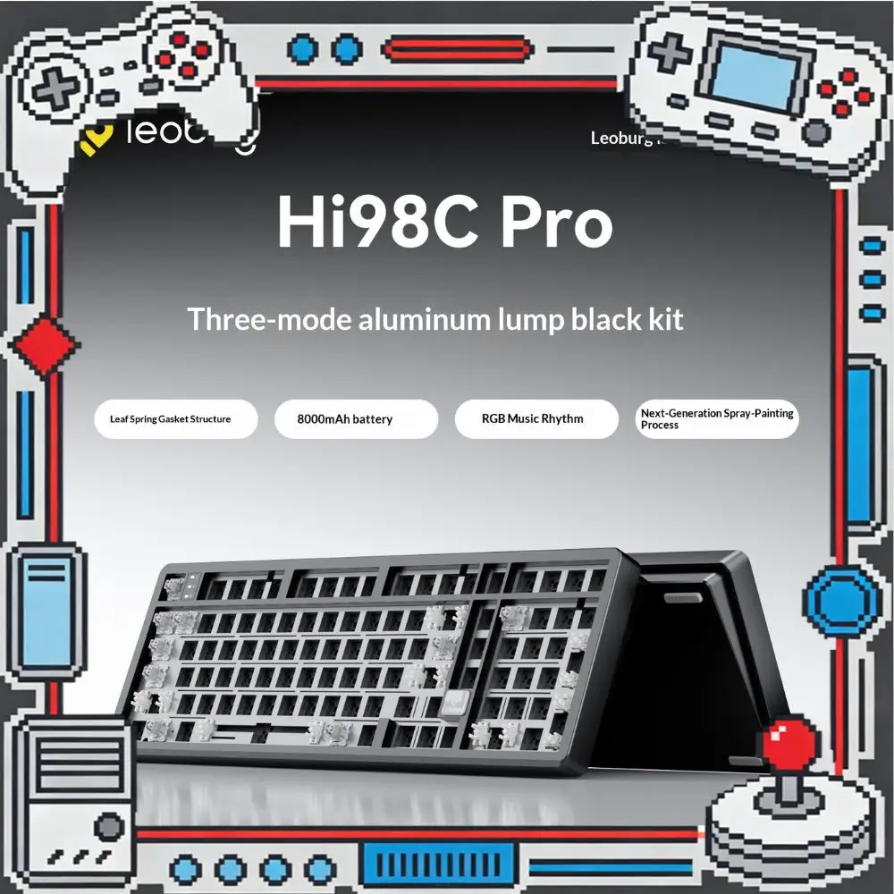 LEOBOG Hi98C Pro Mechanical Keyboard Kit Aluminum Tri-mode Wireless Keyboard GASKET RGB Hotswap Long Battery Life PC Gamer Gift