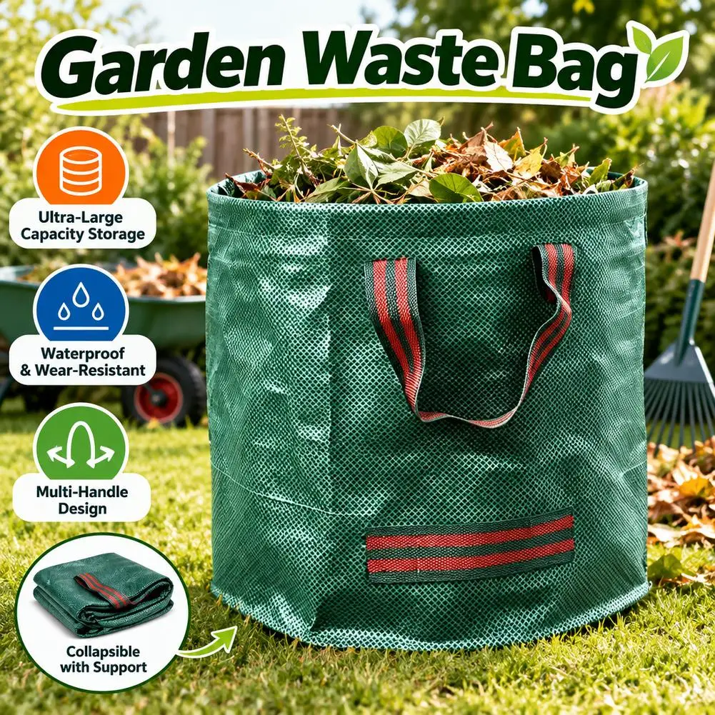 Garden Waste Bag Large Capacity Leaf Collection Bag eavy Duty Yard Leaf Bag Waterproof Collapsible Lawn Debris Container