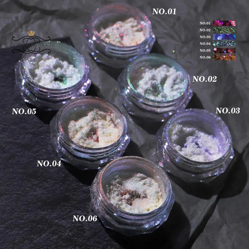 Nail Glitter Aurora Ice Transparent Laser Rainbow Mirror Gel Pigment Powder Chrome Nail Charm Gel Polish Art Decoration Supplies