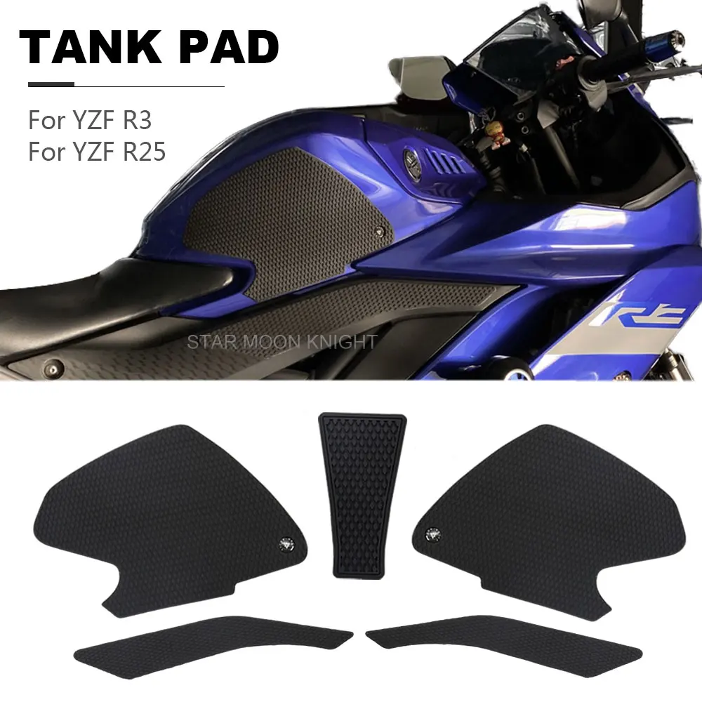 

For Yamaha YZF R3 R25 YZF-R3 2019 - 2022 2021 Motorcycle Tank Pads Protector Stickers Decal Knee Side Fuel Traction Pad TankPad