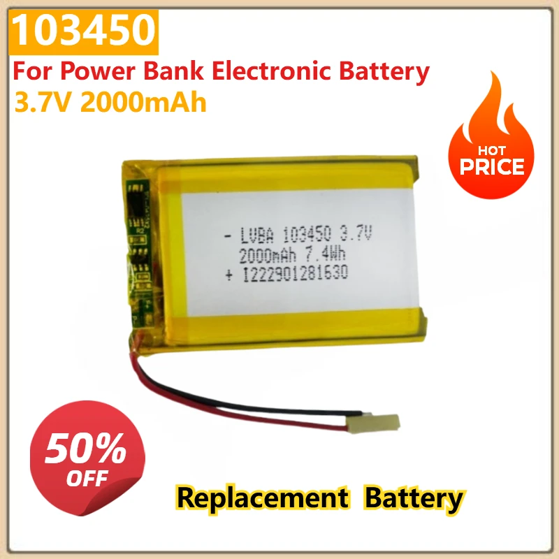 

for Power Bank Electronic Battery 103450 3.7V 2000mAh Lithium Polymer Rechargeable Batteries