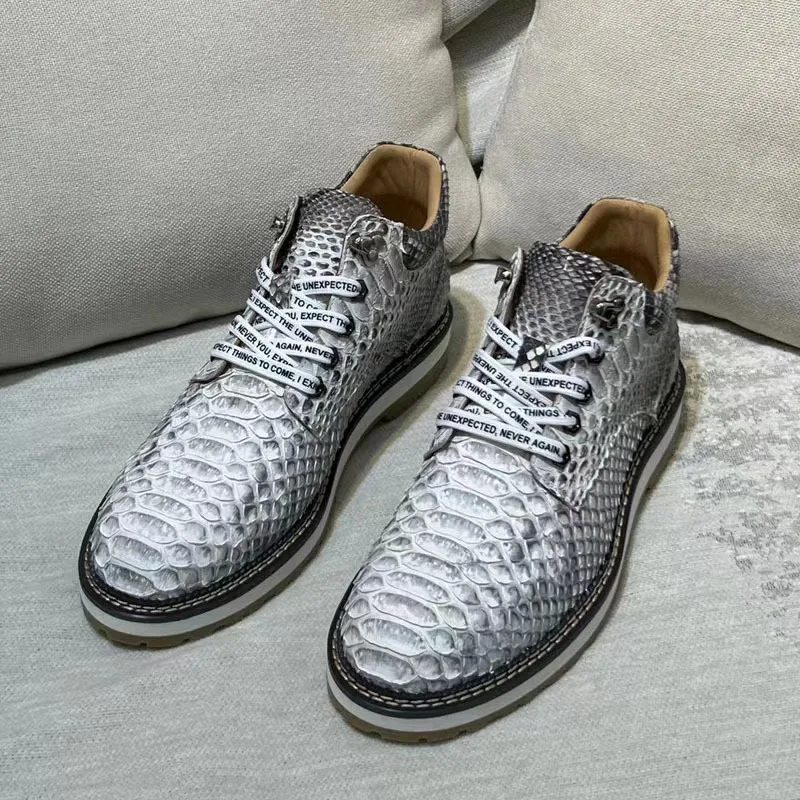 BATMO 2024 new arrival Fashion Snake skin causal shoes men,male Genuine leather sneakers pdd475