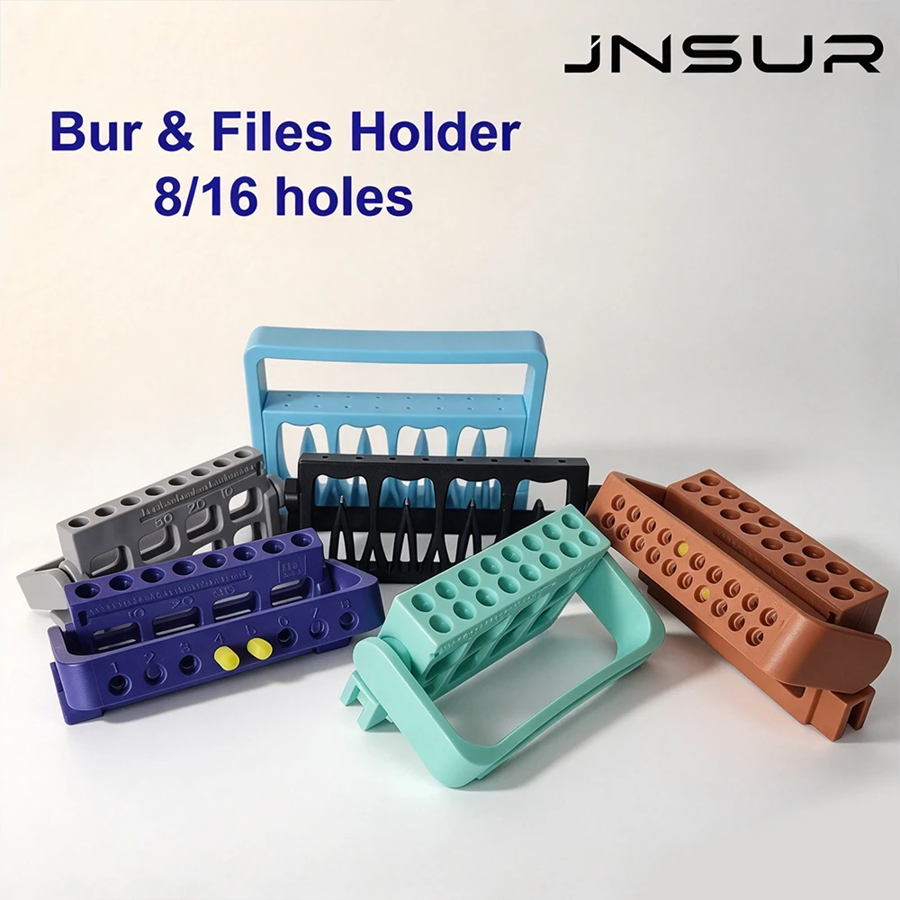 JNSUR Endo Files Holder 8/16 Holes Autoclavable Dental Dentistry Disinfection Box Root Canal File Stand Organizer Case