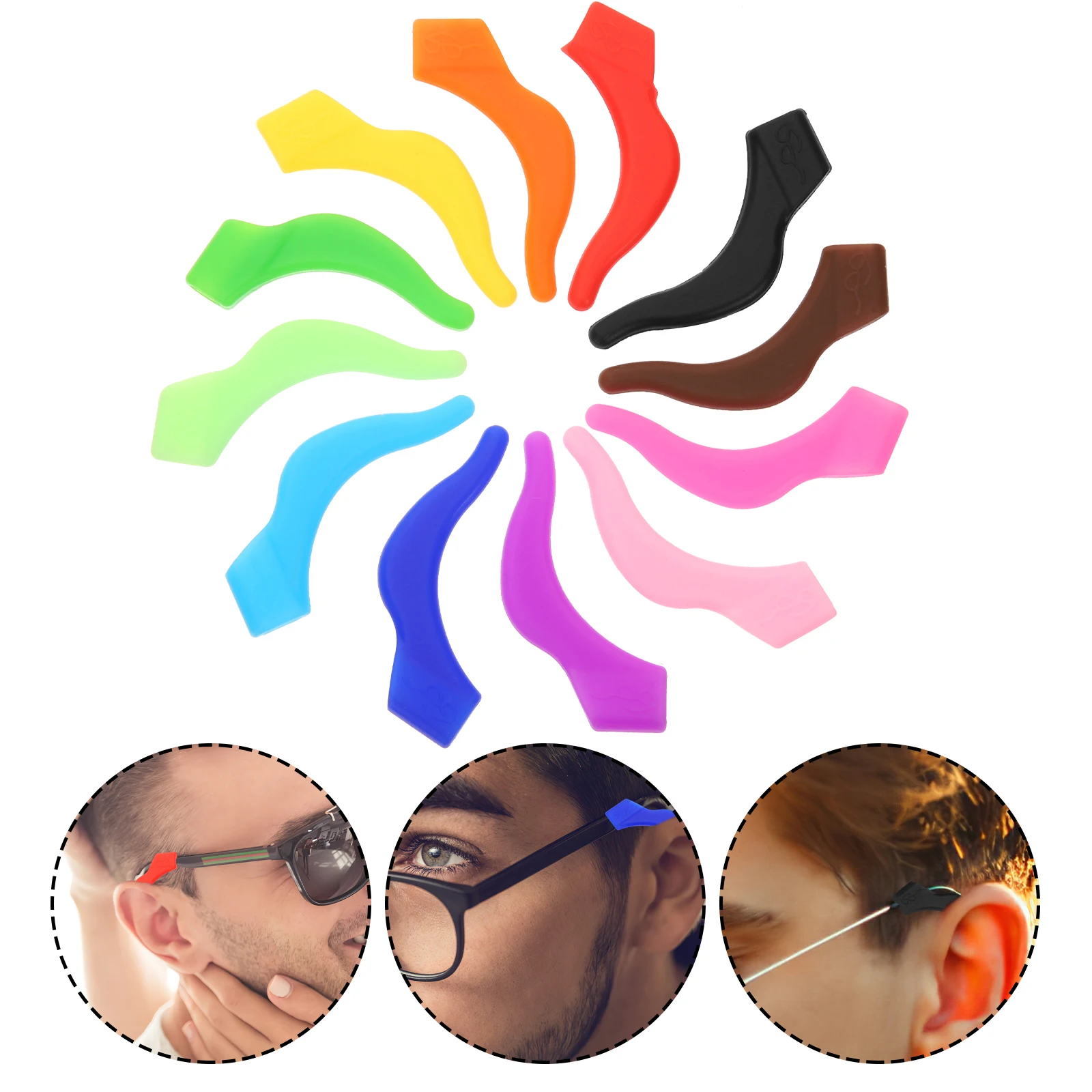 13pcs Silicone Glasses Ear Grip Anti Slip Eyeglass Ear Hooks Adjustable Grips For Kids Adults Daily Wear Outdoor Yoga Running