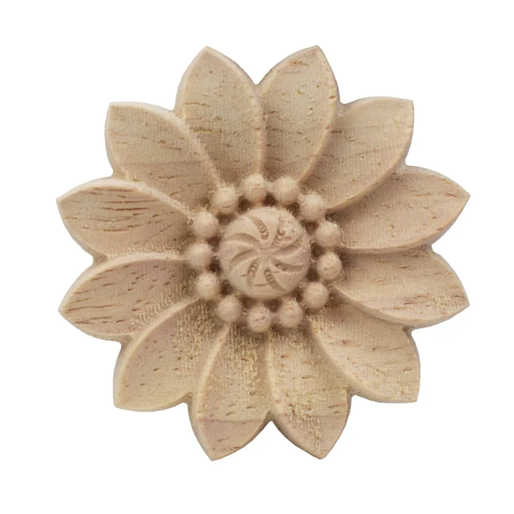 1PC 5-12cm Chinese Style Vintage Flora Wood Carved Applique Wooden Carving Decal Furniture Cabinet Door Frame Home Decor Crafts