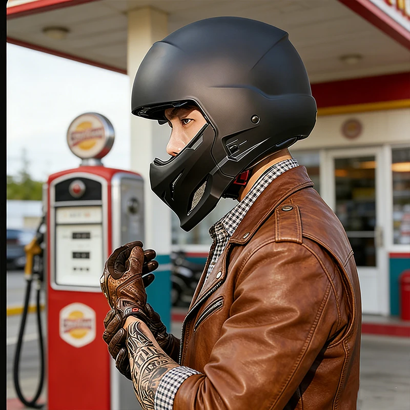 

Scorpion Helmet Motorcycle Retro Combination Full Helmet Warm Men Cruising Electric Motorbike Four Seasons