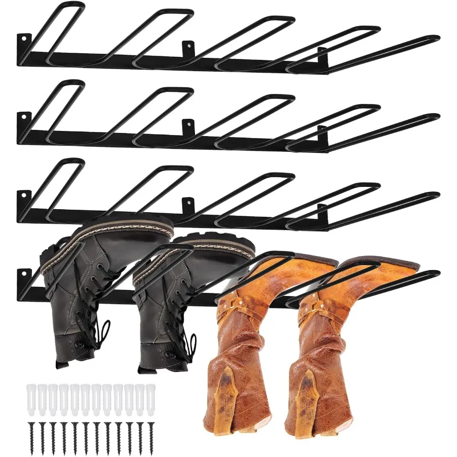 

4 Pack Boot Rack Wader Hangers Wall Mount Holds 8 Pairs Organizer Hanging Metal Tall Holder for Cowboy Garage Storage Closet En