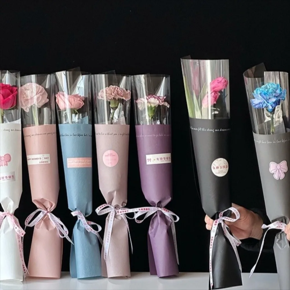 

20 Pieces Waterproof Single Flower Wrapping Bags Romantic Integrated Bouquet Packaging Bag Plastic Transparent