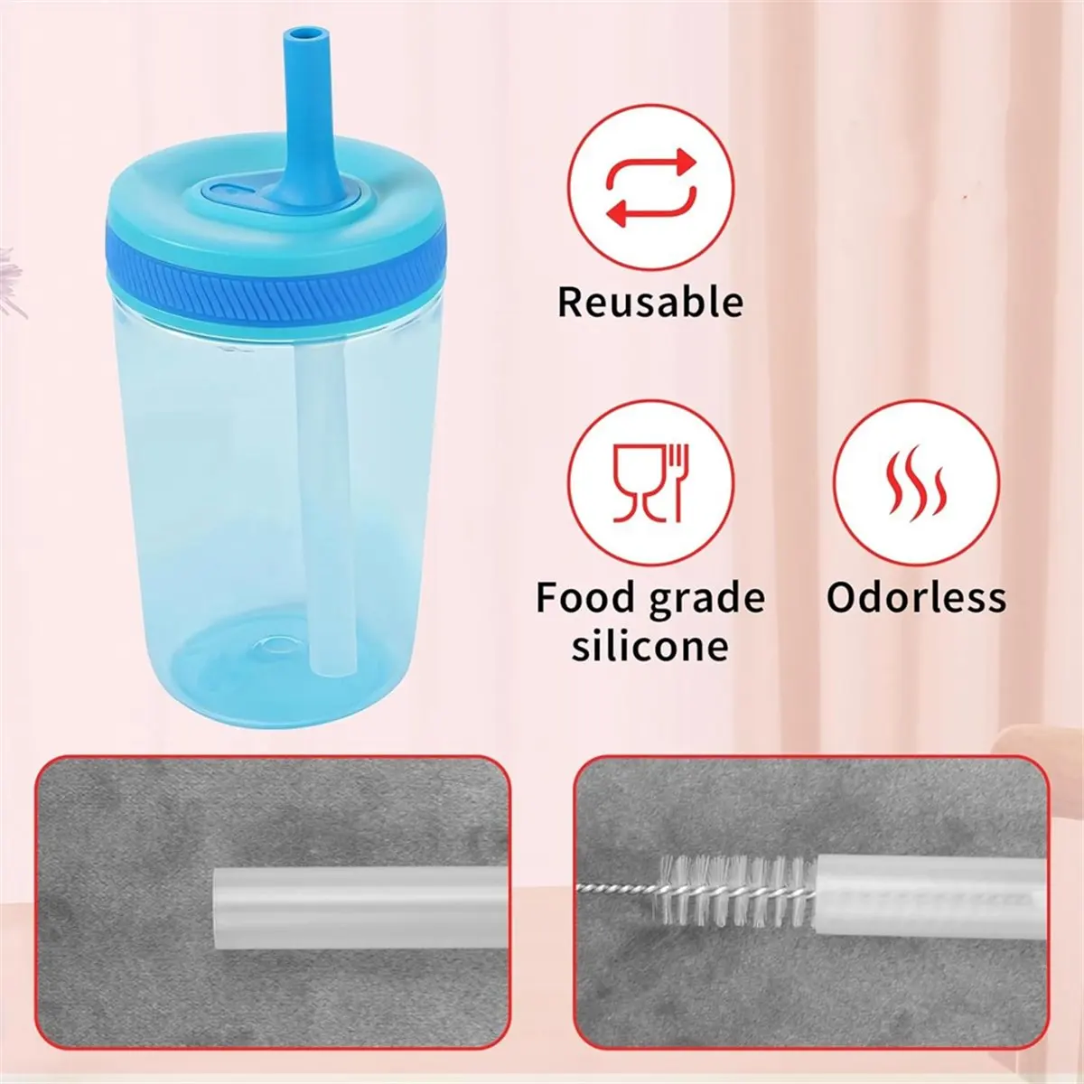A24I Replacement Straws and Bite Valve for 15 Oz Water Bottle, Reusable Straws Cup Replacement Straws