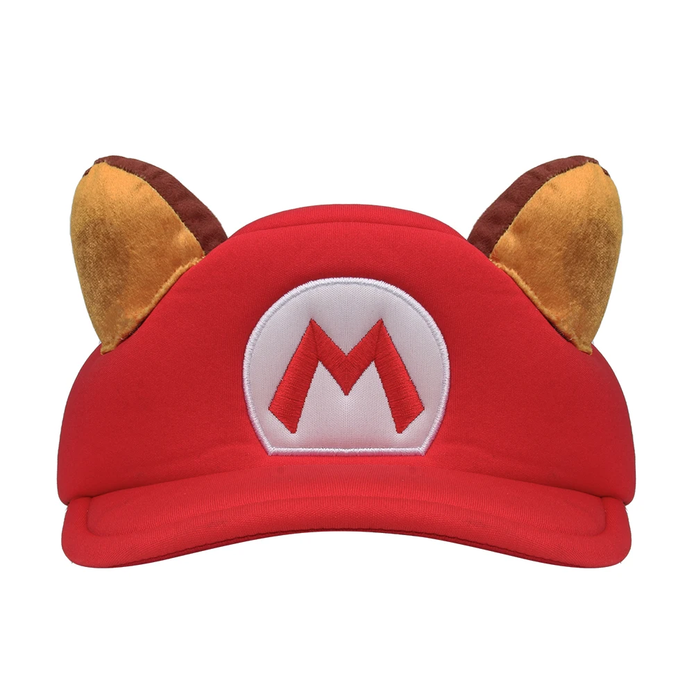 Mario Bros Raccoon Cosplay Hat With Ears Super Luigi Cartoon Red Cap Classic Game Anime Accessories Props Chritsmas Gifts