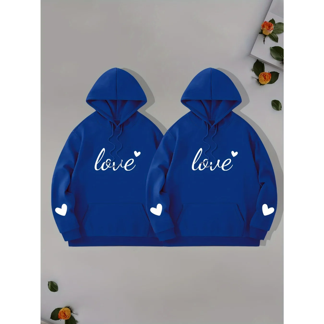 

Comfortable love print pullover couple hoodie loose fitting casual fall/winter top perfect gift for men and women