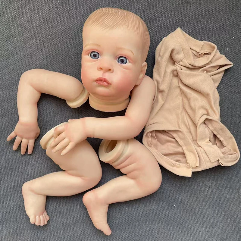 18inch Oskar Awake Already Painted Reborn Doll Kits Unfinished Unassembly Baby Parts with Visible Veins and Cloth Body Included