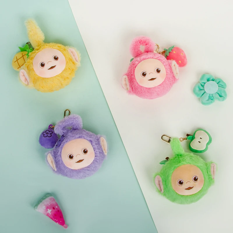 Authentic Miniso Cartoon Cute Antenna Baby Fruit Series Stress Relief Ball Small Pendant Plush Doll Backpack Girl Toy Gift