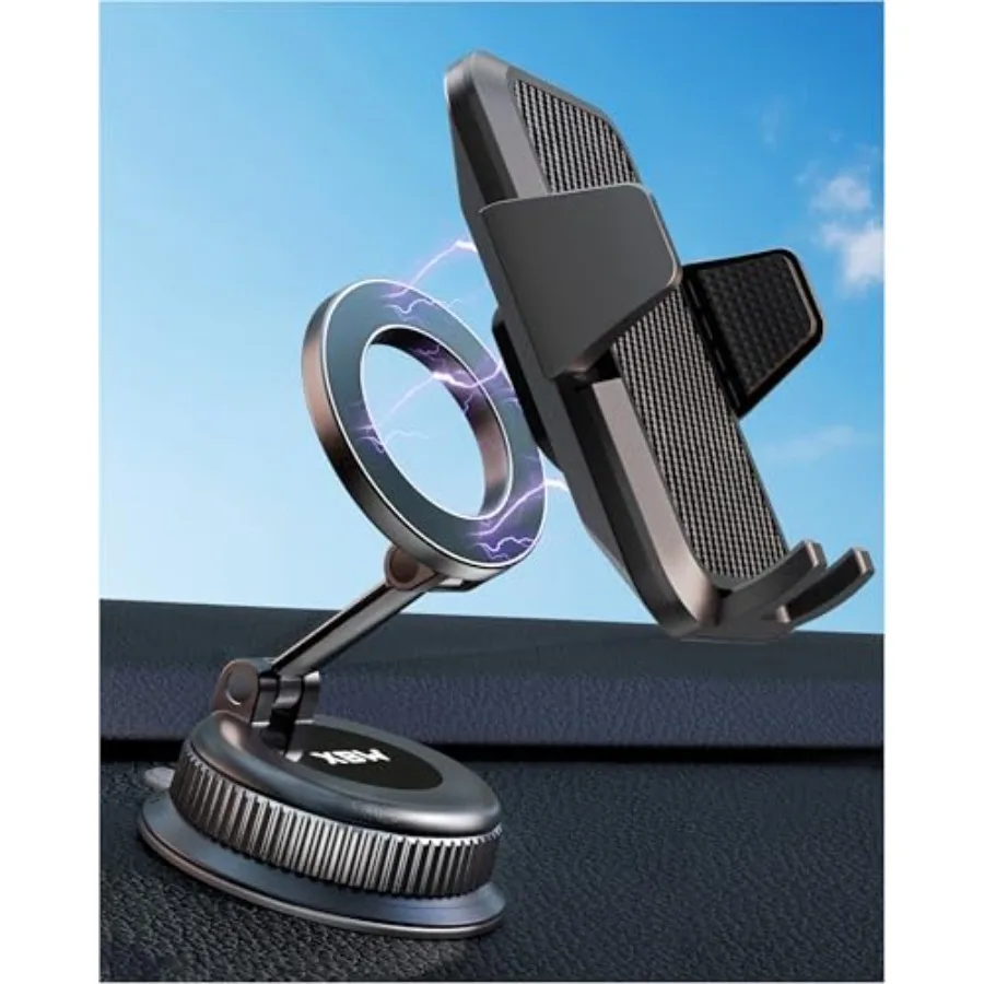 

Car Phone Mount with Magnetic Clip for Magsafe and Android 360 Universal Suction Phone Mount for Dashboard Windshield Car Phone