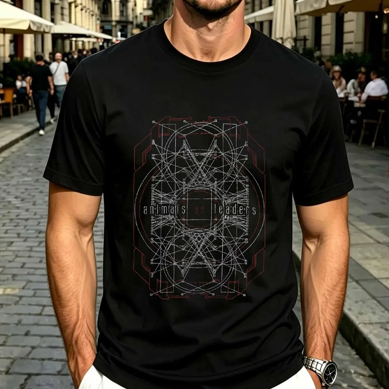 washed T Shirt Rare Vintage Animals As Leaders Tour 2000s Heavy Metal Rock Band Black vintage Washed Breathable Casual