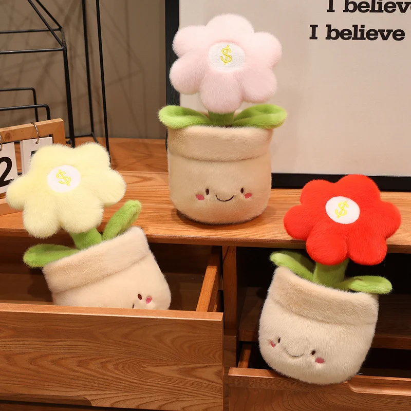 28cm kawaii dos desenhos animados simulação anime adorável vaso flor pelúcia boneca bonito flor artesanal boneca