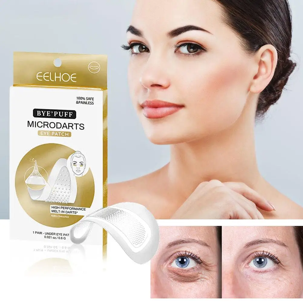 

1pair Hyaluronic Acid Microneedle Eye Patches Mask Anti Wrinkle For Dark Circles Moisturizing Under Eye Gel Pads Skin Care