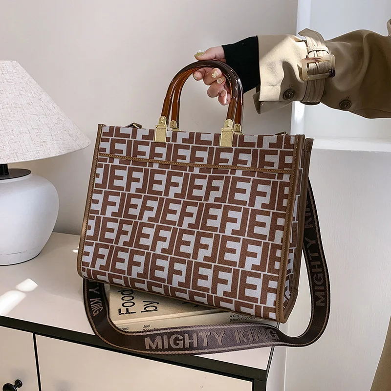 

Designer Monogram Tote Bag Women 2025 Luxury Shoulder Bag Crossbody Handbag Spacious Work Purse with Detachable Strap