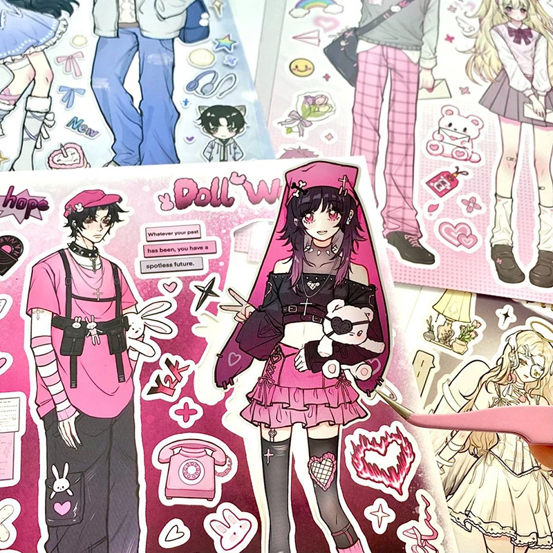 Cute Cartoon Couples Character Stickers Card Stickers Hand Account Guka Stickers Two-dimensional Guben Phone Case Stickers