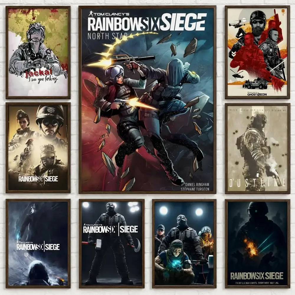 Tactical Shooter Game Tom Clancy's Rainbow Six Siege Poster Self-adhesive Waterproof Paper Sticker Art House Bar Room Wall Decor