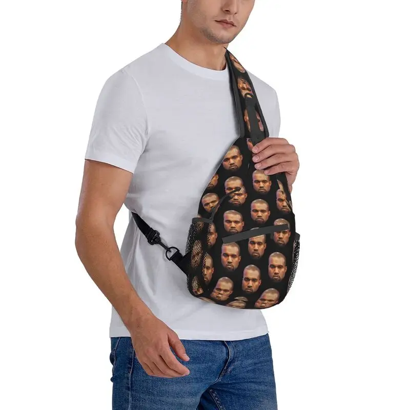 Kanye West Funny Meme Sling Crossbody Mochila para Homens, Bolsa de Ombro Peito Personalizada para Viagem, Mochila de Caminhada