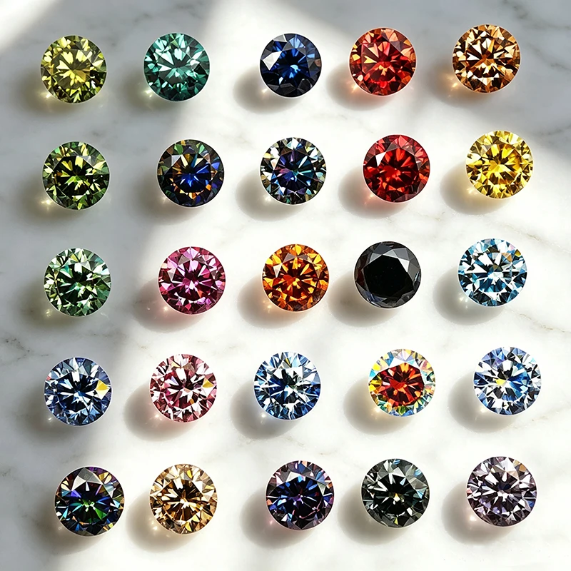 Black Red Blue Yellow Green Purple Pink Gray Moissanite Stone with GRA Certificate And Arrow Round Moissanite Diamonds Gemstones