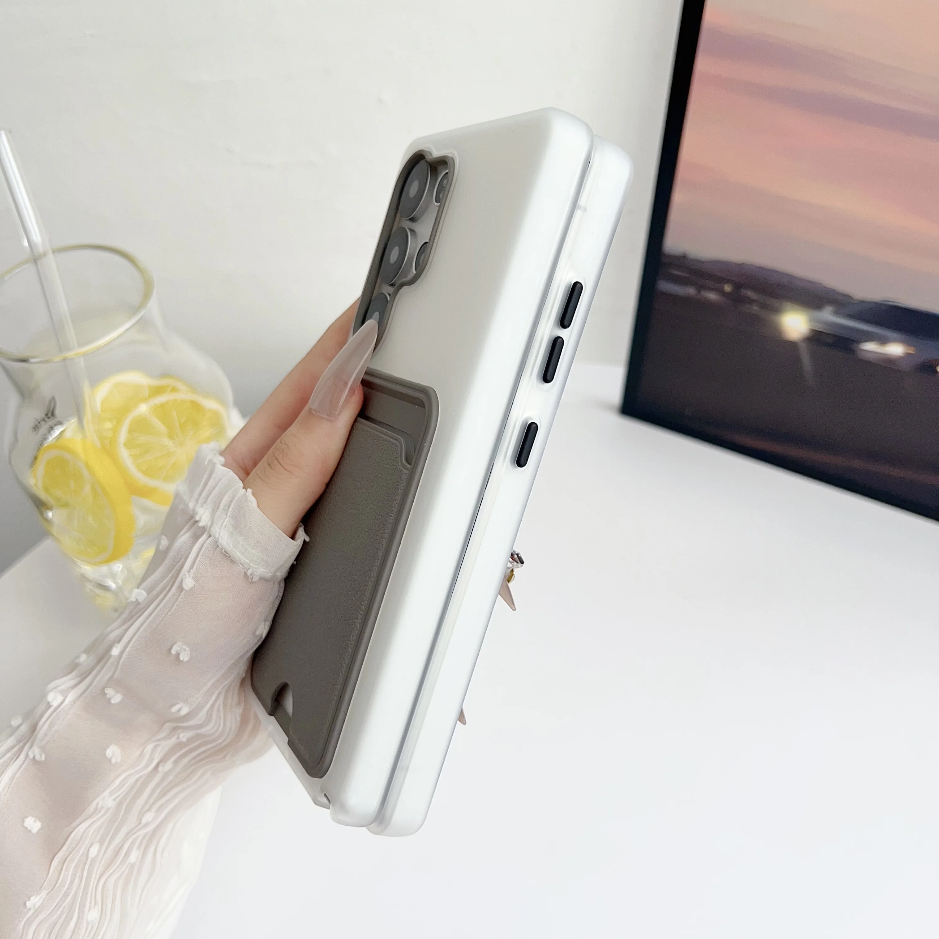 2In1 Soft Silicone Card Pack Phone Case for Samsung S25 Edge S24 S23 Ultra Plus Matte Insert Nonslip TPU Shockproof Bumper Cover