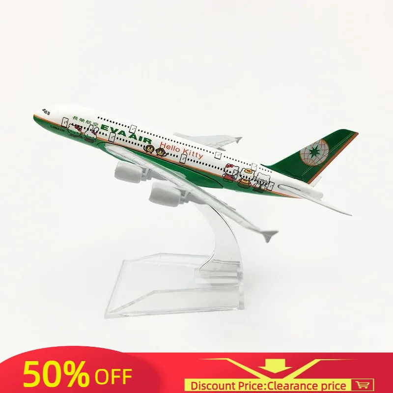 

16CM alloy aircraft model evergreen green Airbus A380 Diecast Aviation Plane Collectible Miniature Toys for Boys Dropshipping