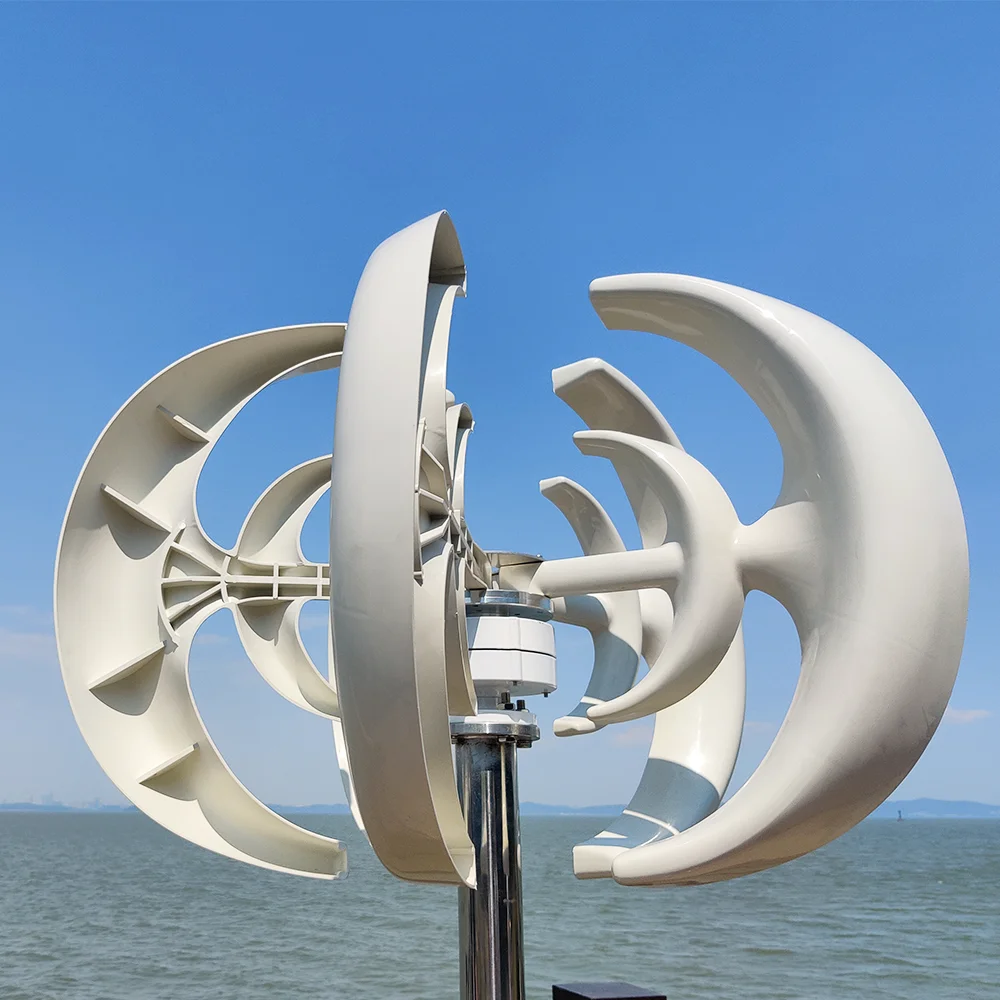 3000W Vertical Wind Turbine With Free Charging Controller Yacht Farm Household Farm220V With Solar Cell System