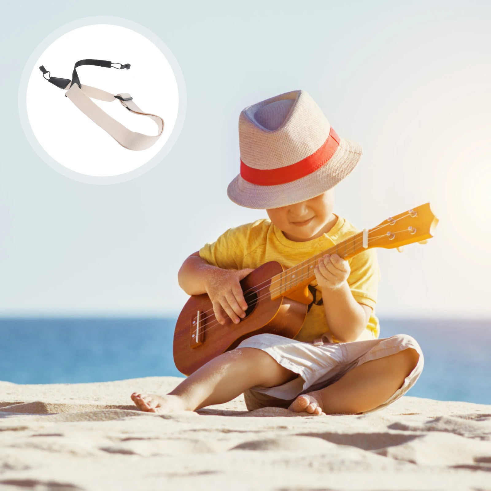

1pc Ukulele Strap Durable Fabric Simple Design Non Punching Comfortable Protective Strap For Bass Accessories Instrument Parts