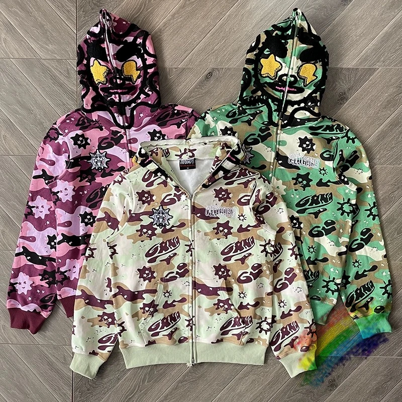 【早い者勝ち】Glo Gang Cosmic Camo Zip Hoodie Camouflage Cardigan Glo Gang The Glory Full Zip Hoodie Men Women 1