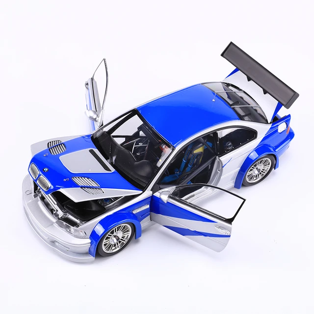 1:18 M3 E46 GTR Alloy Car Model Blue/Silver Kids Toys Hobby Gifts  Collection Ornament Display