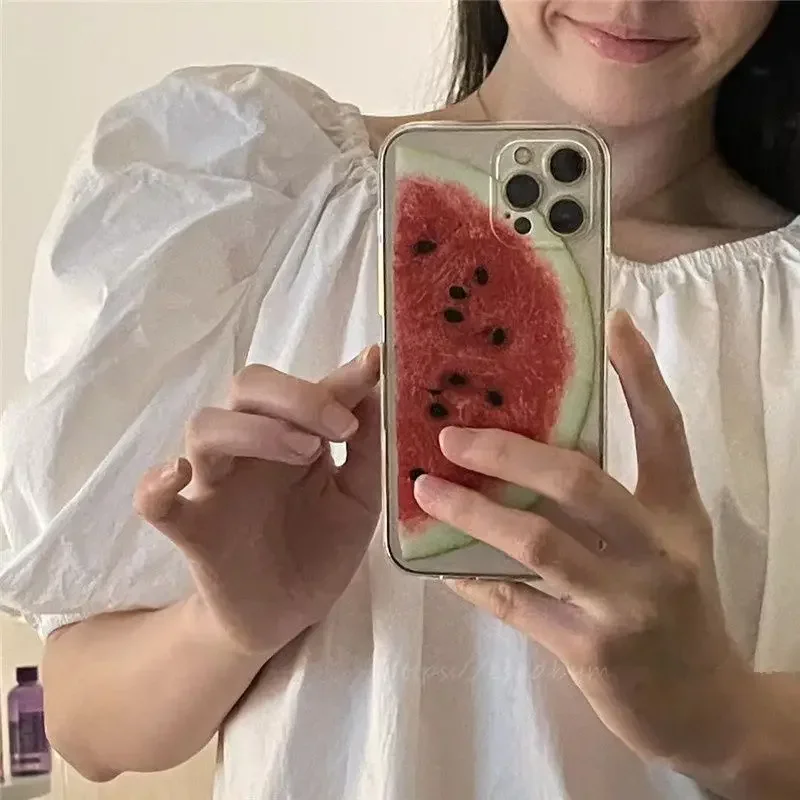 

Korean Ins Watermelon Funny Phone Case iPhone 13 Transparent Silicone Apple 11 Huawei Phone Case