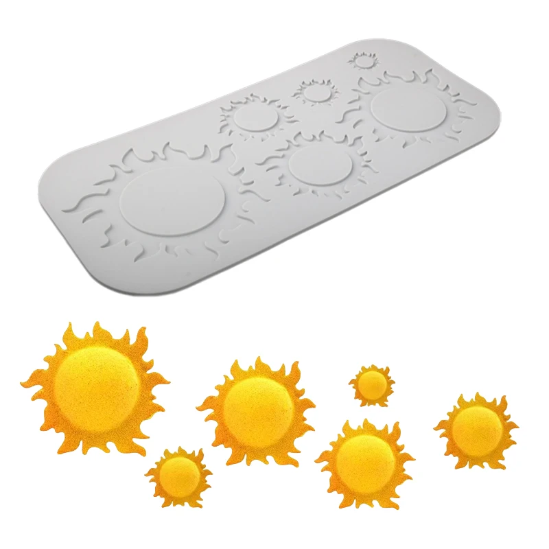 Sunflowers or Cartoon Sun Pattern Silicone Lace Mat Fondant Moulds Sugarcraft Silicone Pad Chocolate Crispy Chip Decoration